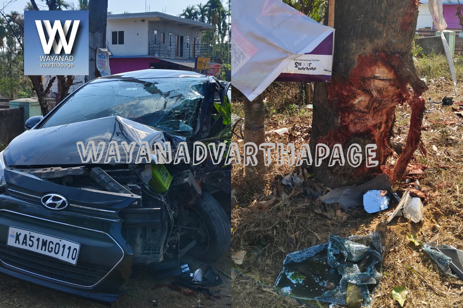 നിയന്ത്രണം വിട്ട കാർ മരത്തിൽ ഇടിച്ച് മൂന്ന്പേർക്ക് പരിക്ക്