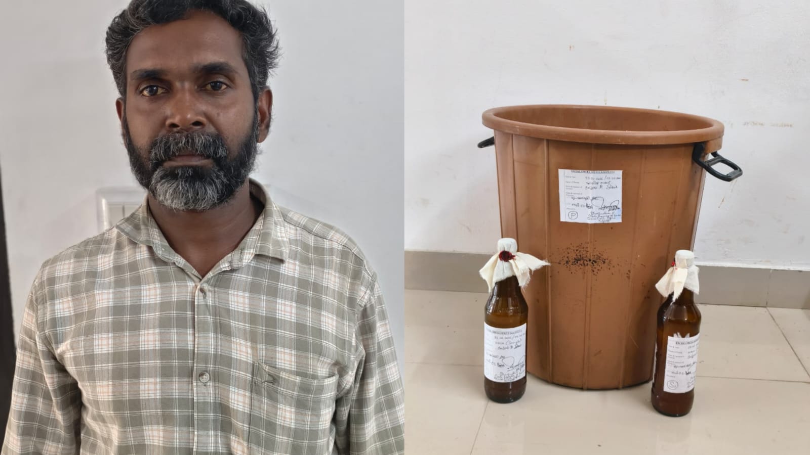 ചാരായം വാറ്റാൻ വേണ്ടി പാകപ്പെടുത്തിയ 40 ലിറ്റർ വാഷ് പിടികൂടി : ഒരാൾ അറസ്റ്റിൽ