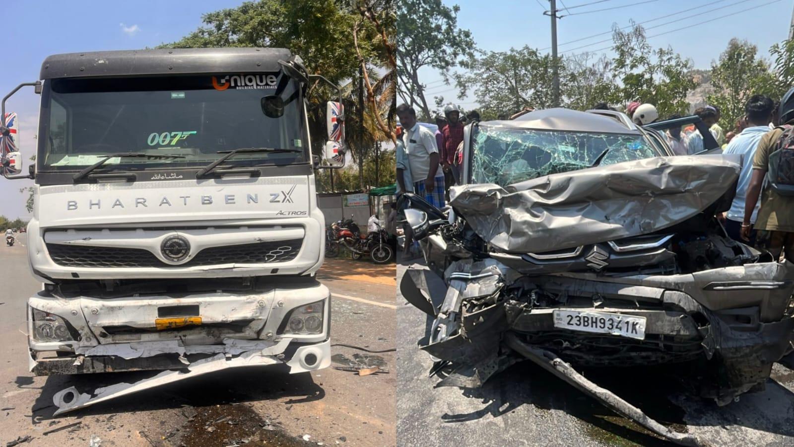 ഗുണ്ടൽപേട്ടയിൽ കാറും ടിപ്പർ ലോറിയും കൂട്ടിയിടിച്ച് മൂന്ന് കോഴിക്കോട് സ്വദേശികൾ മരിച്ചു