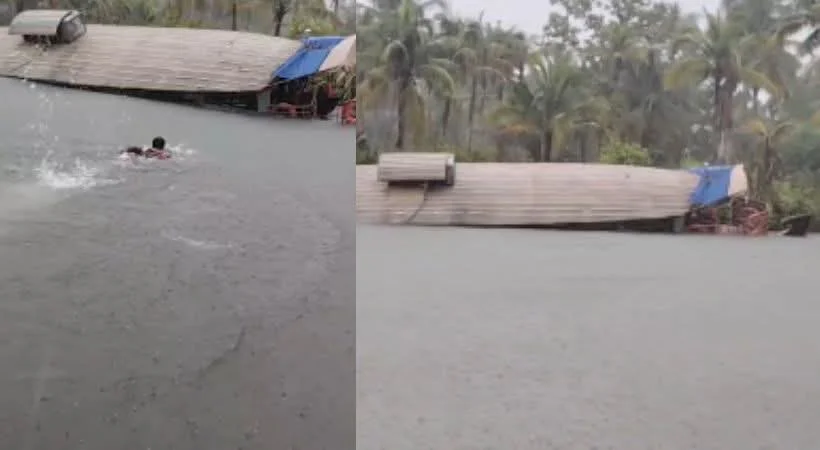 മൺറോ തുരുത്തിൽ കനത്ത മഴയിൽ ഹൗസ് ബോട്ട് മുങ്ങി; യാത്രക്കാർ എല്ലാവരും സുരക്ഷിതർ
