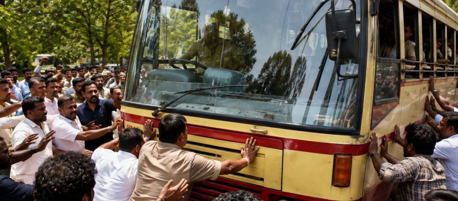 കെഎസ്ആർടിസി പ്രിയദർശിനി ബസുകൾ തടഞ്ഞ് സ്വകാര്യ ബസ് ജീവനക്കാർ
